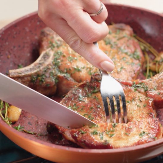 Livington Copper & Stone Pan – 28 cm große Bratpfanne – Antihaftbeschichtung und kratzfest – Granit-Optik – innere Steinschicht für perfekte Wärmeverteilung – geeignet für Ceran, Gas, Elektroherd und Induktion