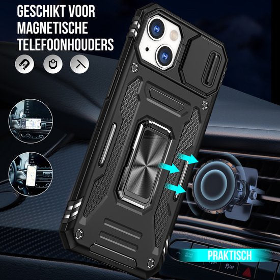 Podec-Hülle für das iPhone 13 Mini – Handyhülle – Anti-Shock-Case, Hybrid-Armor-Hülle mit Ständer und Ring sowie Displayschutzfolie