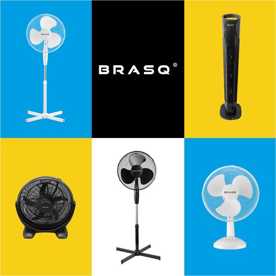 BRASQ Tischventilator - 30 cm - Schwarz - 3 Geschwindigkeiten - Standventilator - 40 Watt
