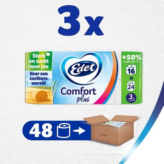 Edet Comfort Plus Toilettenpapier 3 Lagen 48 Stück.