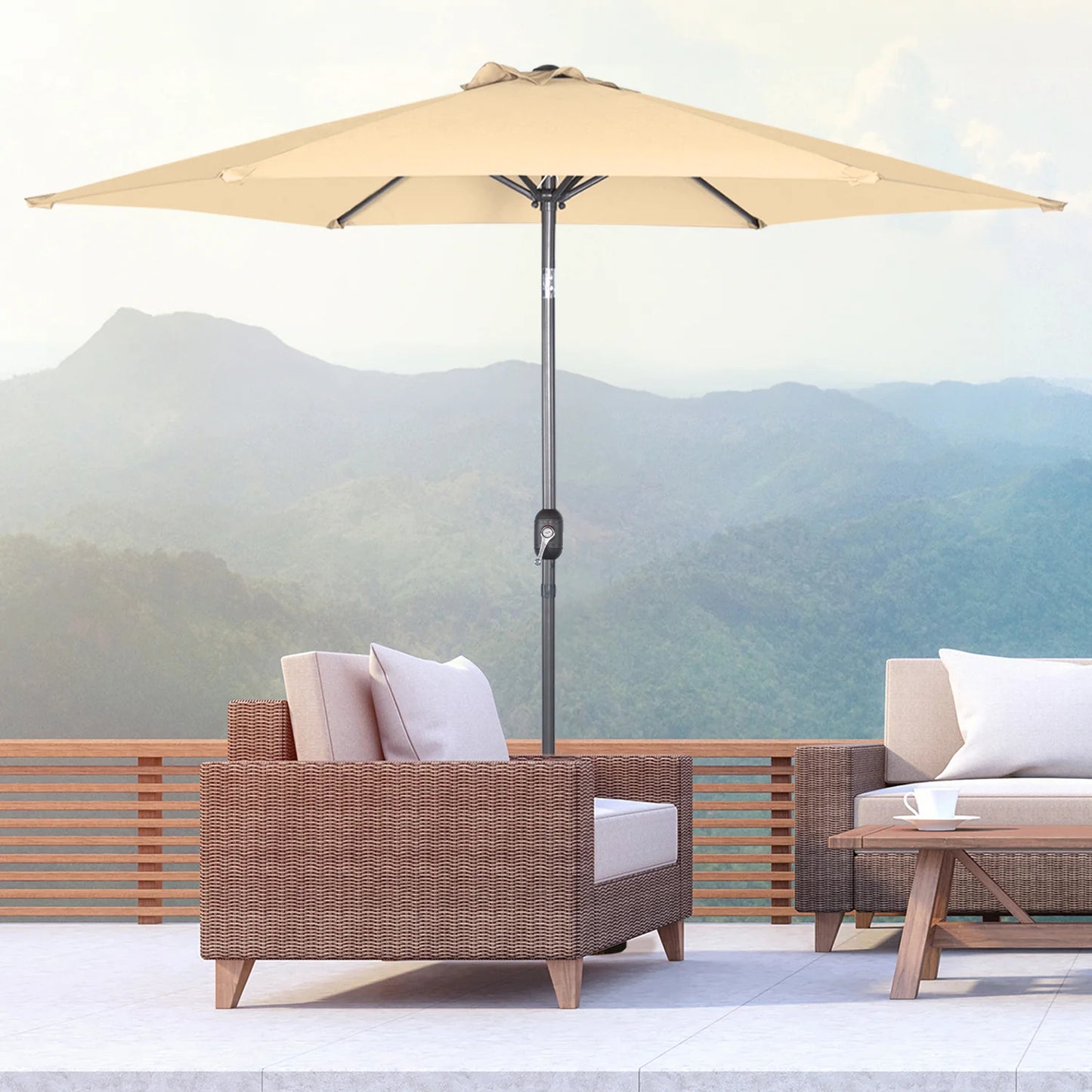 Angel Living 300 cm rechteckiger Schwebesonnenschirm – Sonnenschirm mit Kreuzfuß und schwenkbarem Arm – Rot