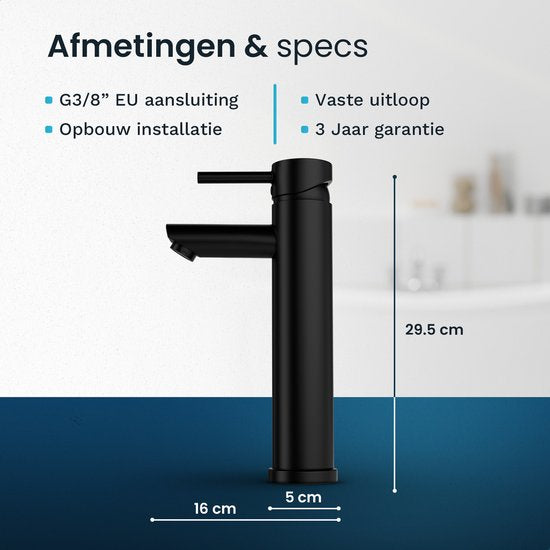 Mirlux Waschtischarmatur Schwarz - Waschtischmischer Bad - Waschtischarmatur - Waschtischarmatur / WC-Armatur - Wasserhahn - Kalt- und Warmwasserarmatur - Toilettenarmatur Kalt- und Warmwasser