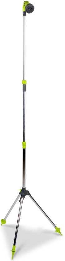 Kinzo Verstellbare Gartendusche - âŒ€56 x 160/220CM - Inkl. Stativ, Duschkopf und Gartenschlauchkupplung - Kunststoff/Aluminium - Grün/Silber