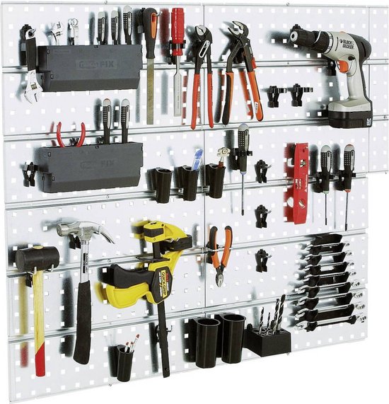Raaco Super Clip Set - Werkzeugwand aus Stahl - Aufbewahrungssystem - 46-teilig - 104 x 88 x 1,1 cm