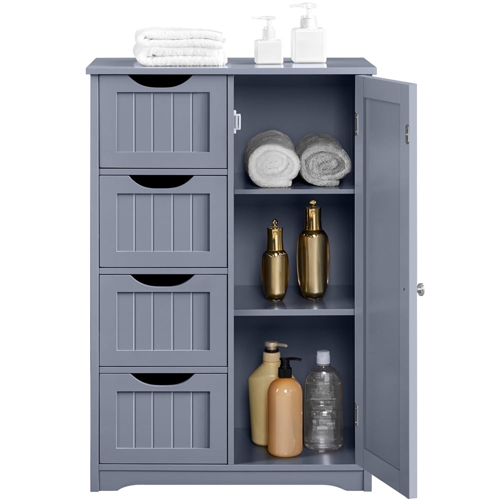 Yaheetech Badezimmerschrank mit 4 Schubladen – 55,9 x 30,5 x 82,6 cm – Grau