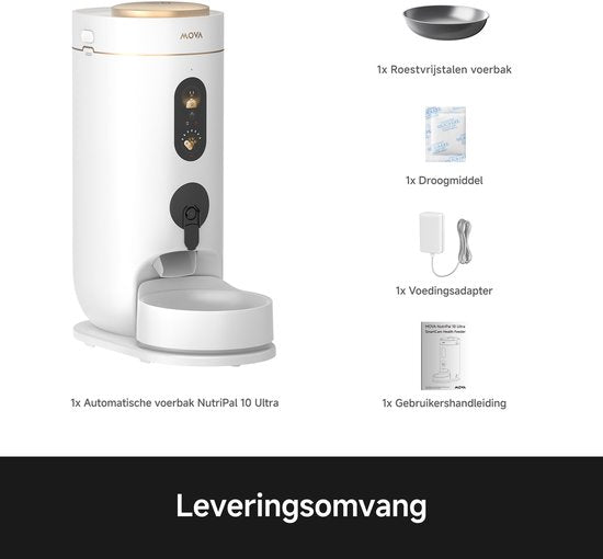 NutriPal 10 Ultra – Intelligenter automatischer Futterautomat für Katzen mit HD-Kamera, Steuerung per App – 4 l – Weiß
