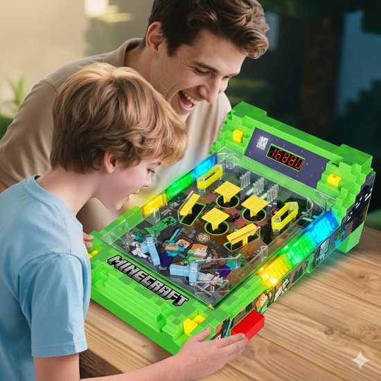 A Ambassador® Minecraft Pinball Machine - Offiziell lizenziert - Arcade Pinball - Mini Pinball Machine - Spielmaschine - Punktezähler - Tischplatte - Spiele für Kinder - Erwachsene - Das große Spielzeugbuch 2025