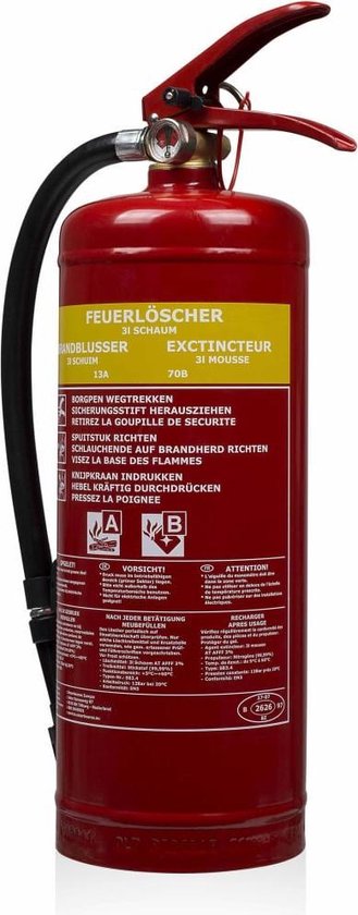 Smartwares FEX-15230 – Schaumfeuerlöscher 3 l – inkl. Aufhängebügel – Brandklassen A und B – BSI-zertifiziert