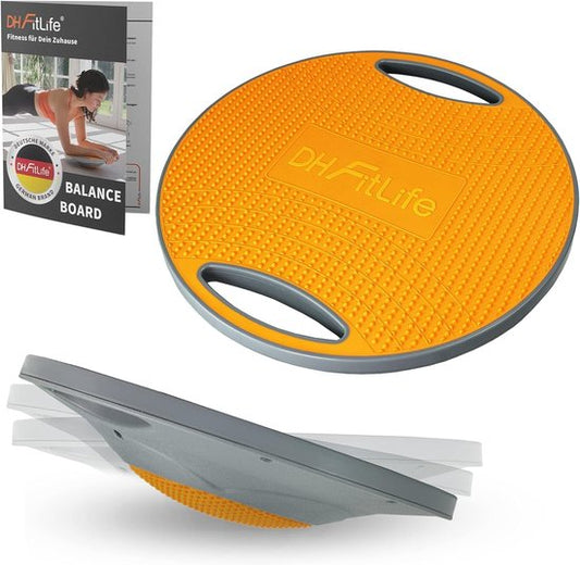 DH FitLife Balancebrett, Balancebrett mit Haltegriffen, extra groß, Ø 42 cm, max. 200 kg, Gleichgewichtstrainer, Fitness-Balancebrett für Erwachsene und Kinder, inkl. Gebrauchsanweisung (möglicherweise nicht verfügbar im