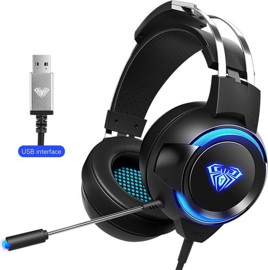 AULA G91 USB Gaming Headset - 7.1 Surround Sound - PS4 / PS5 Kopfhörer - Schwarz
