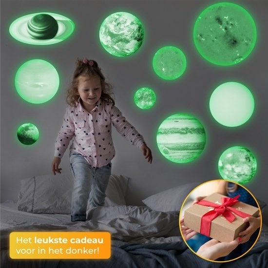 Nuvance - Glow in the Dark Stars - Planeten - 10 Stück - Babyzimmer Wandaufkleber