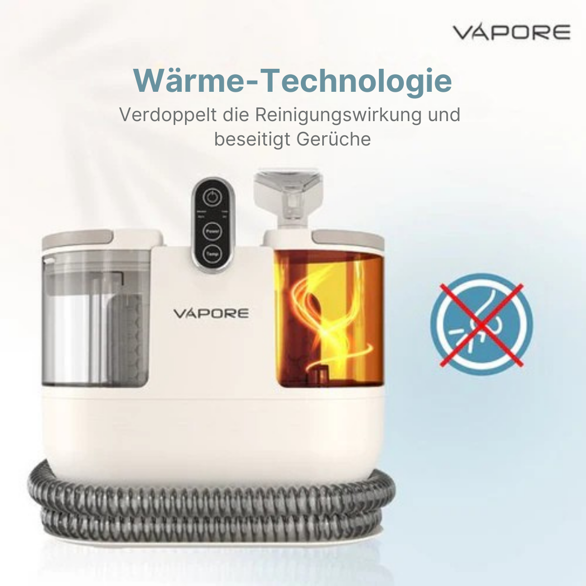 Vapore - Teppichreiniger - Möbelreiniger - 1200W - 1,79m Schlauch - Beige/Weiß