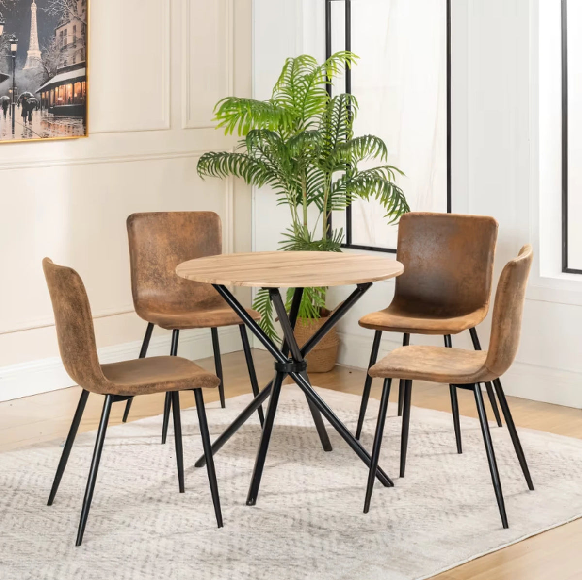 Urban Meuble Stuhlset, 4-teilig – Luxuriöse Esszimmerstühle, grau, Kunstfell – 44 x 54 x 87 cm
