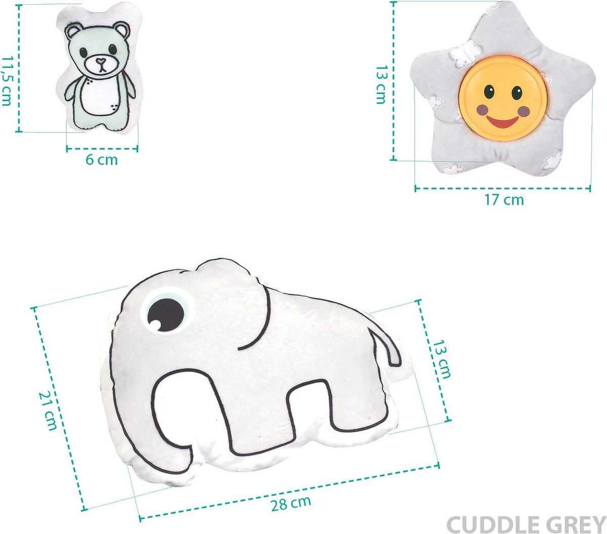 Fuegobird Babygym - 4-in-1 Spielmatte mit Sound & weichen Materialien - 85 x 85 x 55 cm - Grau