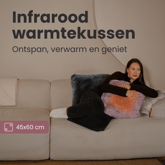 Auronic Wärmekissen - Teddy - 45x60 - Kabellos - Wiederaufladbar - Elektrisches Kissen - Infrarot - Rosa