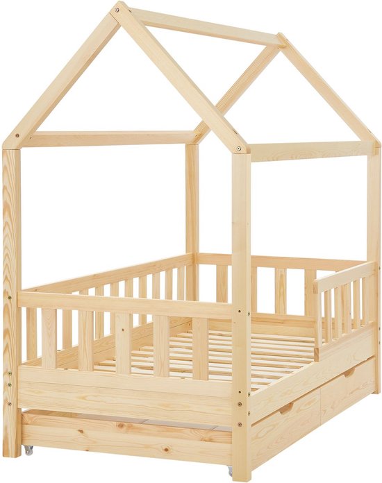 Kinderbett Marli - 80 x 160 cm - Holzfarbe - inkl. Bettkästen