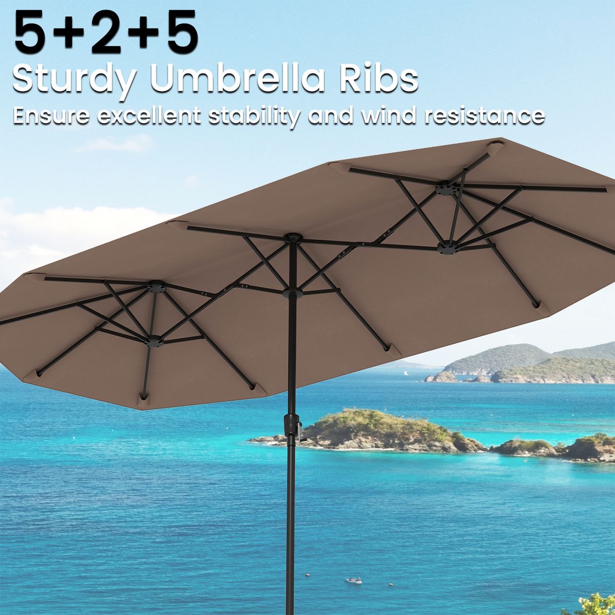 Coast Doppel-Sonnenschirm – rechteckig – wasserabweisendes Polyester – 400 x 215 cm – braun