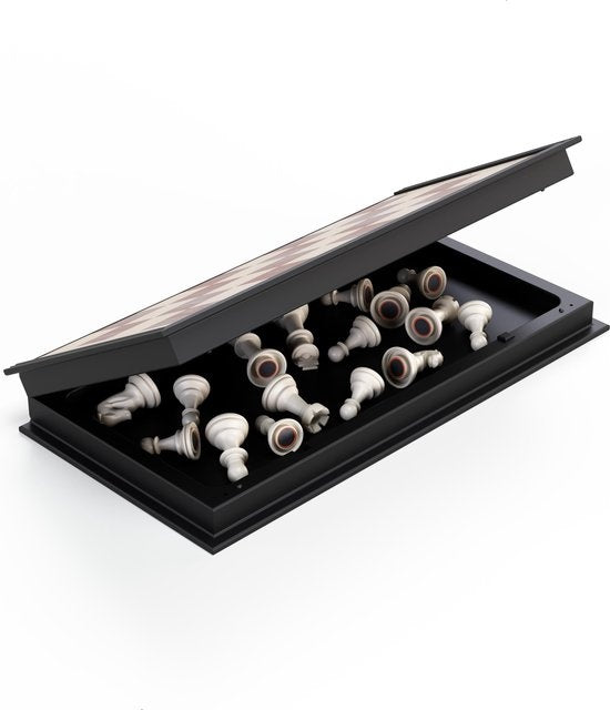 Woodley - Magnetisches Schachbrett mit Schachfiguren - Holz - Faltbar