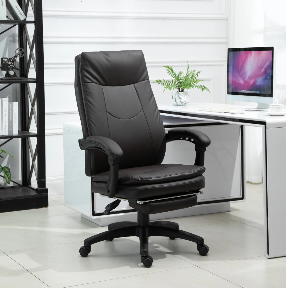 Vinsetto Ergonomischer Bürostuhl - mit Fußstütze - 64 x 64 x 112-120 cm - gepolstert