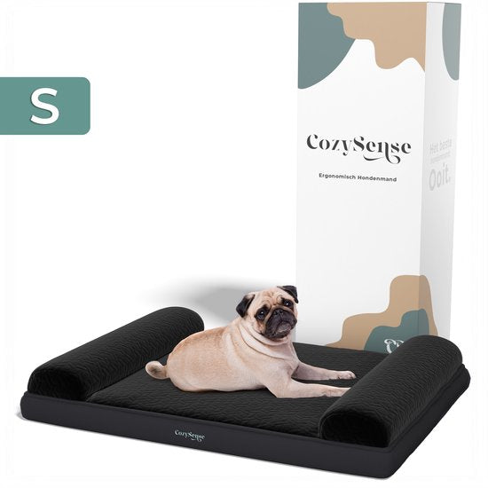 CozySense® Orthopädisches Hundekissen - 60 X 42 cm - Größe S - Wasserfest - Geeignet als Sitzkissen & Hundebett - Waschbarer Bezug - Schwarz