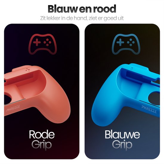 Phreeze Controller-Griffe, passend für Switch 2 Joy-Con-Griff – Halterung – ergonomisch – mit Triggern – rot und blau – 2 Stück