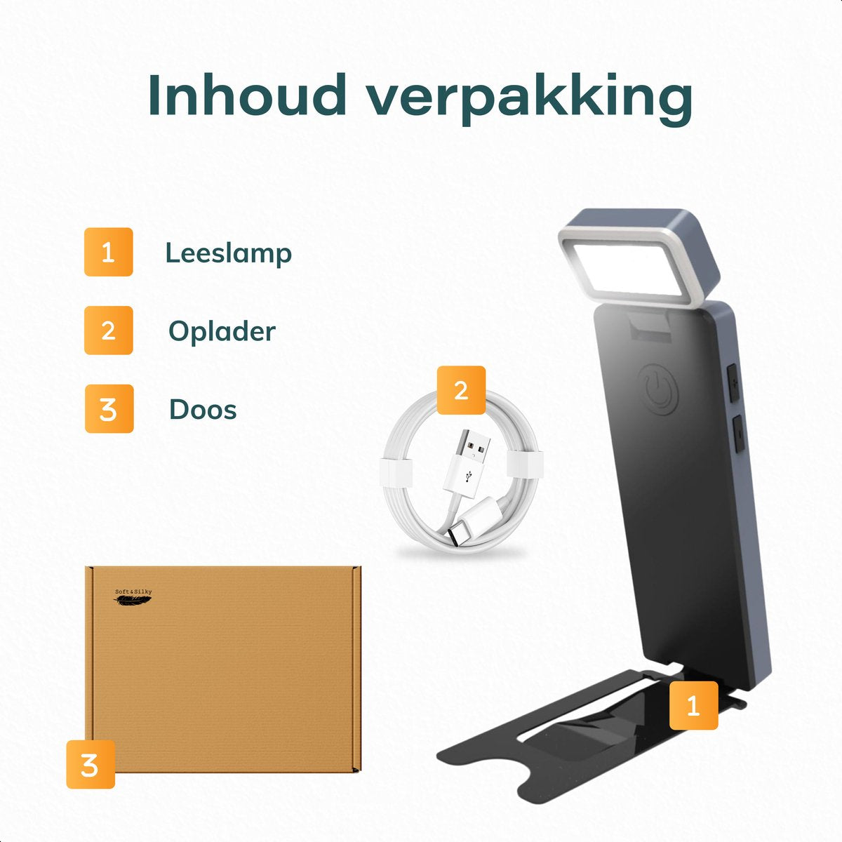 Skoov LED-Leselicht mit Clip - schwarz - 3,6 x 1,4 x 11,5 cm - 80 Stunden Lesevergnügen - dimmbar - USB-C aufladbar