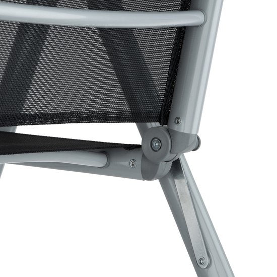 tectake Sitzgarnitur Aluminium Klappstühle, Loungeset mit 6x Stühlen und 1x Glastisch Esstisch, Gartenmöbelset wetterfest für Balkon, Gartenstühle, Terrassenmöbel, Liegestuhl - silber