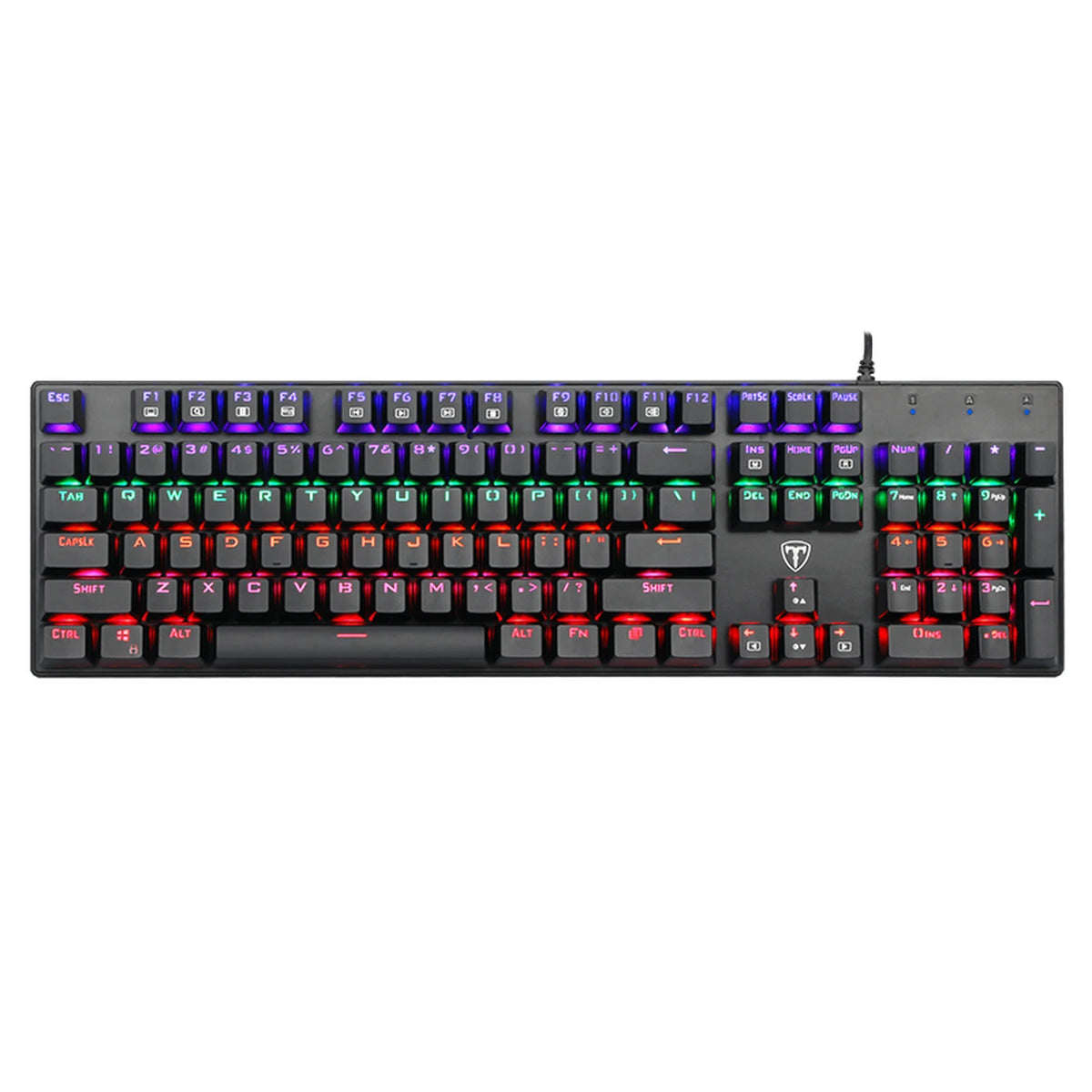 ET Mechanische Tastatur, USB, kabelgebunden – 104 Tasten – blaue Schalter, RGB, Anti-Ghosting