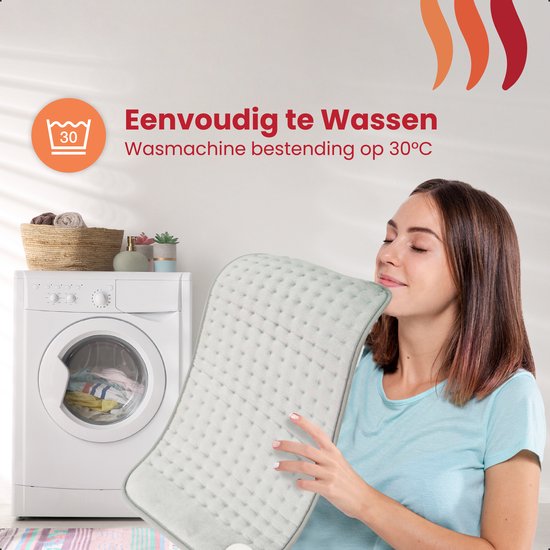 Seranova Elektrisches Wärmekissen für Rücken, Füße, Nacken, Schultern, Bauch - Heizkissen - Heizkissen - Waschbar - 60x30cm - Grau
