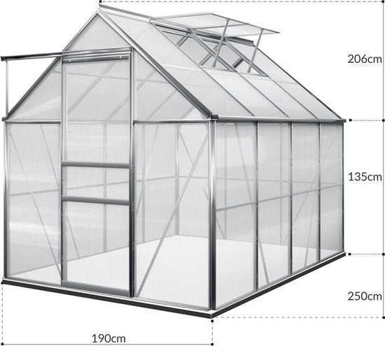 Gardebruk Aluminium Gewächshaus 7,6 mÂ¬â‰¥ mit Fundament