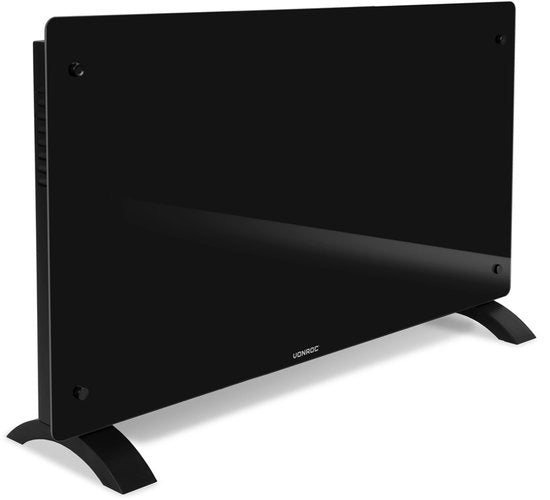 VONROC Luxury electric heater - Konvektorheizung mit Glasscheibe - 1250W/2500W- Beheizt Räume bis zu 30m2 - Gesteuert sowohl mit App (über Wifi) als auch manuell - Einstellbarer Thermostat und Timer - Schwarz