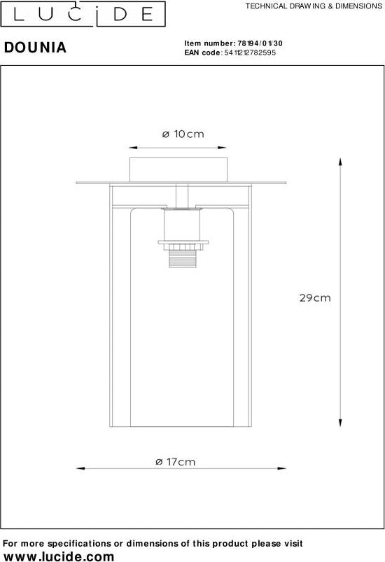 Lucide DOUNIA Deckenleuchte – Ø 17 cm – E27 – Schwarz