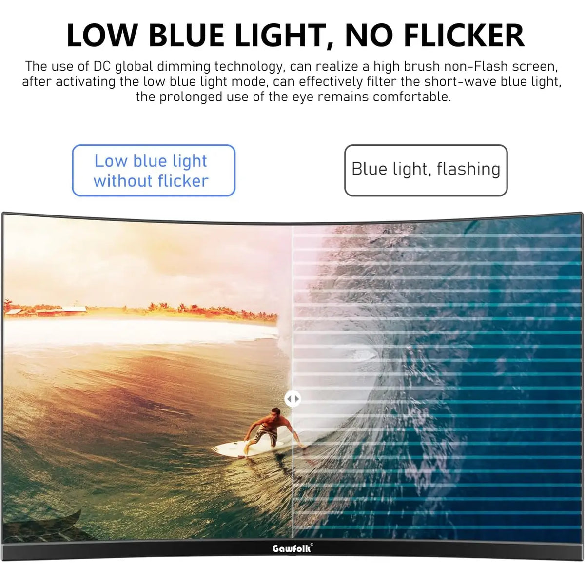 Gawfolk 24,5-Zoll-Curved-Monitor – 16 × 55 × 39 cm – Schwarz – Full HD 120 Hz – 1 ms – Integrierte Lautsprecher