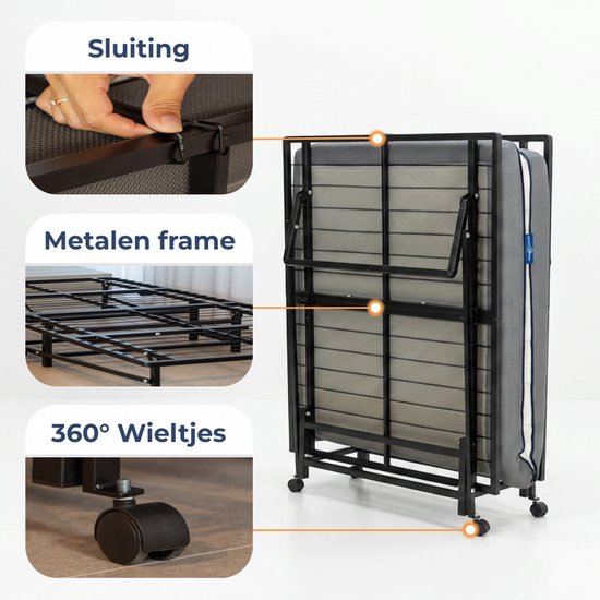 Best Life Klappbett 90 x 200 – Klappbares Gästebett – Klappbett mit Matratze – Einzelbett – Faltbett – inkl. Aufbewahrungshülle