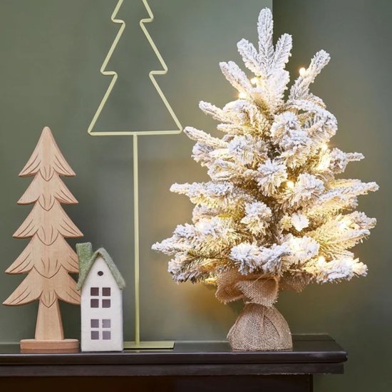 Black Box Trees Kunstweihnachtsbaum Grimshaw mit Schnee H60 x T46 cm – Kunstbaum im Jutesack – Kunstweihnachtsbaum für den Innenbereich – 56 Zweige – Grün