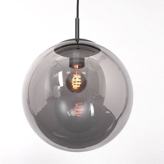 Steinhauer Pendelleuchte - Bollique LED - Designleuchte - E27  - Glas Metall - Schwarz