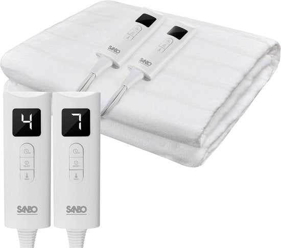Sanbo Electric Blanket - 2 Personen - 150 x 160 cm - Maschinenwaschbar - Unterbett - 7 Stufen - Mit Eckschlaufen