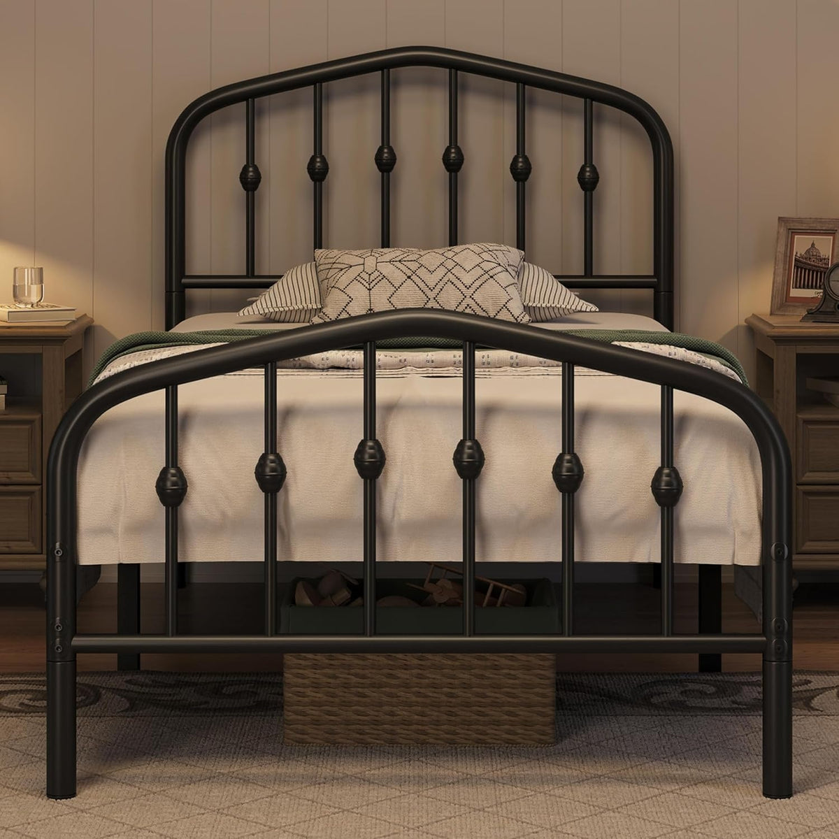 Yaheetech Metallbettgestell – 90 x 200 cm – Schwarz
