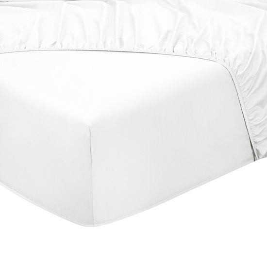 PHLOX Spannbetttuch – 100 % Baumwollsatin (300 TC) – Doppelbett 160 x 200 cm – Weich und hautfreundlich – Rundum-Gummizug – Weiß