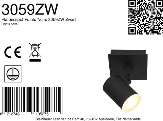 Deckenleuchte Steinhauer Points Noirs 3059ZW Schwarz – dreh- und neigbar, aus Metall und Kunststoff, inklusive Leuchtmittel, für den Innenbereich geeignet