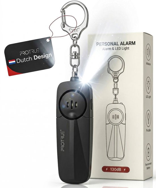ProTrue® Persönlicher Selbstverteidigungs-Alarm-Schlüsselanhänger – 130 dB Taschenalarm mit Alarmknopf für Frauen, Kinder und Senioren – Sicherheitsalarm für Senioren mit Notrufsignal