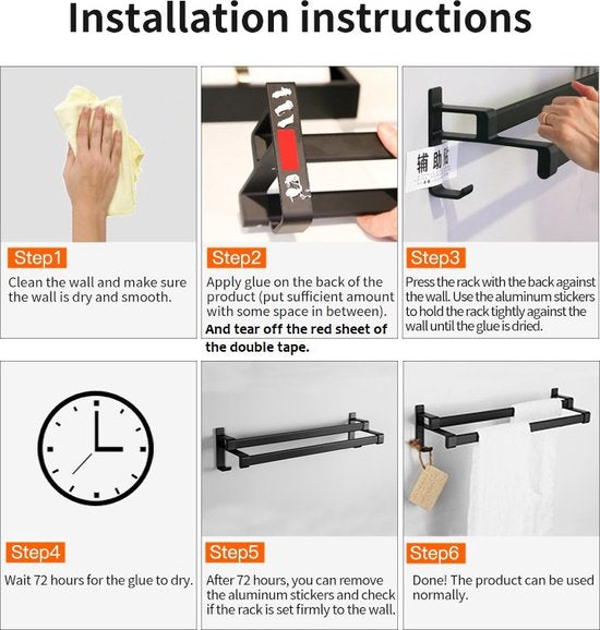 Cgoods Handtuchhalter ohne Bohren - Handtuchhalter Bad - Handtuchhalter - Handtuchhalter - 60CM