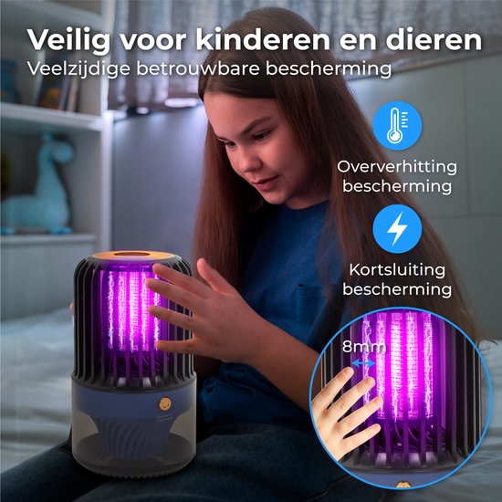 Nuvance - Mückenlampe - Kabellos & Wiederaufladbar - Mückenfalle - UV Led - Mückenlampe für Innen und Außen - Insektenlampe - Inkl. Auffangschale & Reinigungsbürste - Insektenlampen