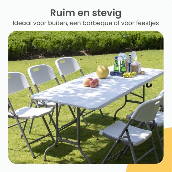 Goliving Klapptisch - Campingtisch - Wetterfest - 122 x 60 x 74 cm - Weiß