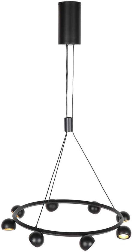 Schwarze, runde 8-flammige Hängeleuchte Marcadore, ø 60 cm – schwenkbar, höhenverstellbar, Kunststoff/Metall – Steinhauer