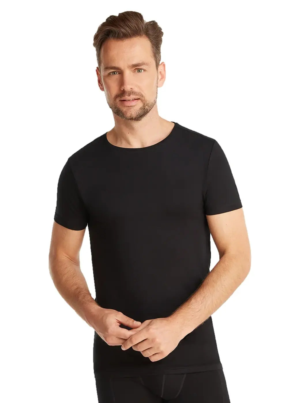 3x Ten Cate - Bamboo Basic Herren T-Shirt - Rundhalsausschnitt - Schwarz - Größe S