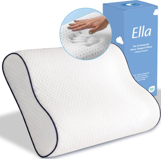 Ella Wave-Soft Orthopädisches Kopfkissen für Rücken- und Seitenschläfer – Ergonomisches Nackenstützkissen aus Memory-Schaum – Schlafkissen bei Nackenbeschwerden 60 x 40 cm – Weiß