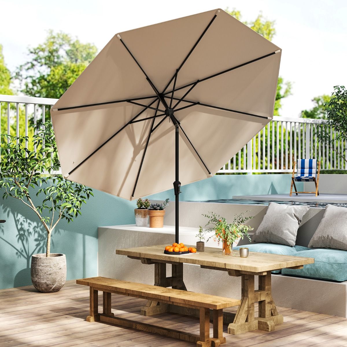 Coast Großer Terrassenschirm – neigbar mit Kurbel – 270 cm – beige