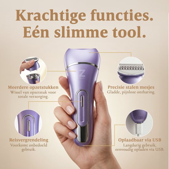Ladyshave für Frauen - 7 in 1 Rasierer - Epilierer - Gesichtsmassagegerät - Hornhautentferner - Wasserdicht - Bikinizone - Zeri