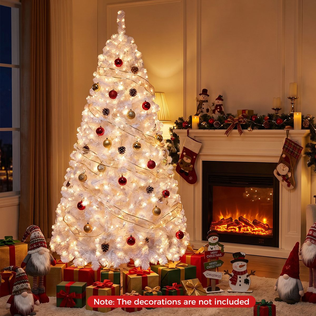 Coast Kunstweihnachtsbaum – 180 cm – 230 warmweiße LED-Lämpchen – 8 Beleuchtungsmodi – Schneeeffekt